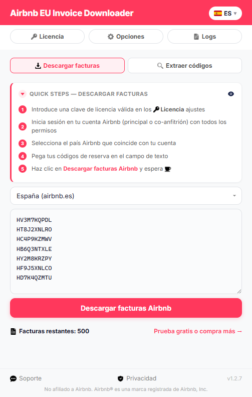 Descarga automáticamente tus facturas de IVA de Airbnb en 4 pasos