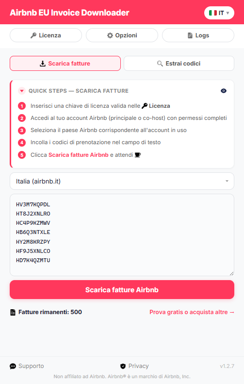 Scarica le fatture IVA di Airbnb automaticamente — in 4 passaggi