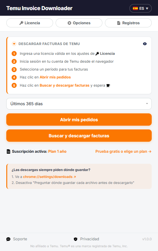 Descarga tus facturas de Temu — en 5 pasos